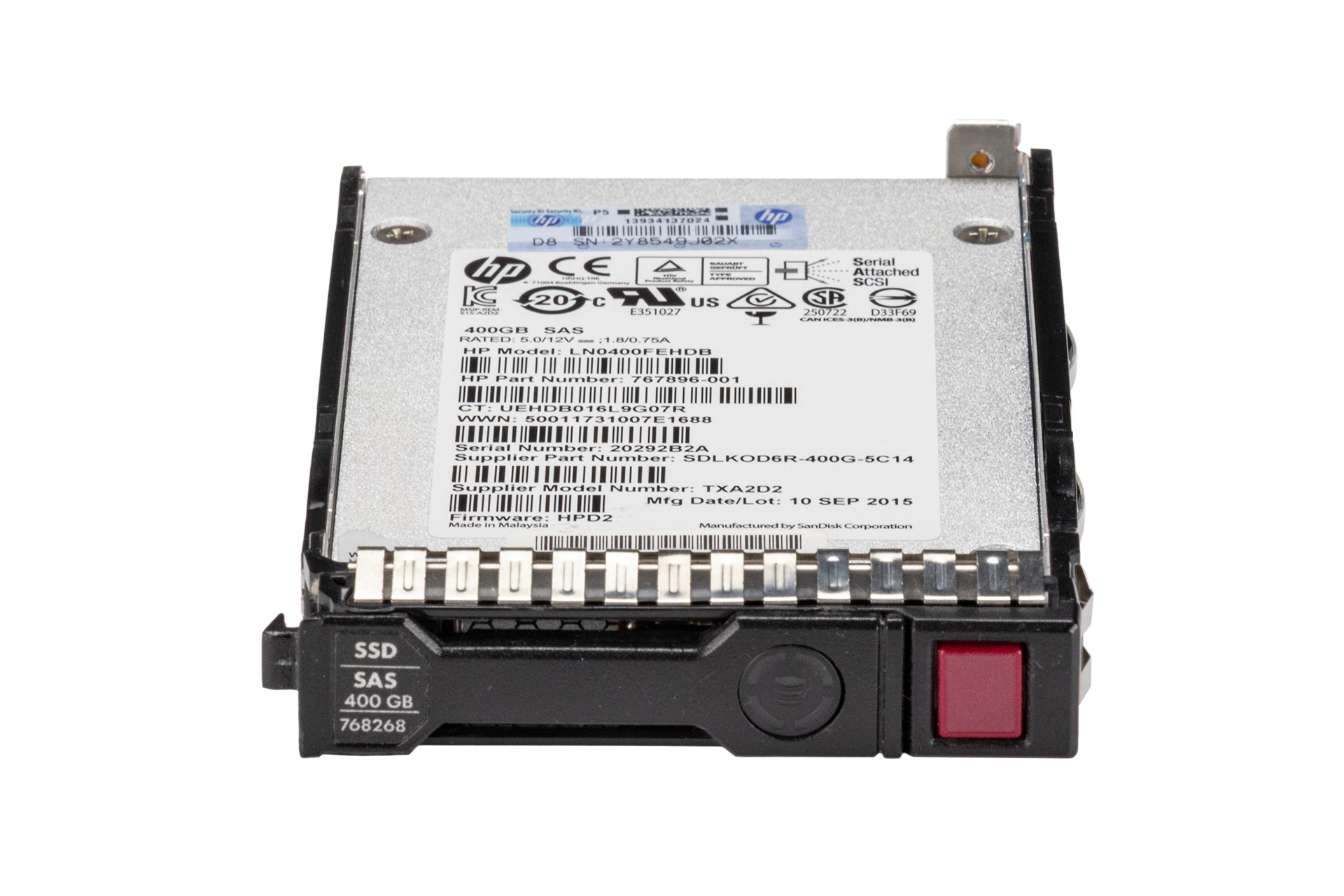 HPE 400GB 6G SAS SSD, 2.5 Zoll SFF Festplatte für Server, SC