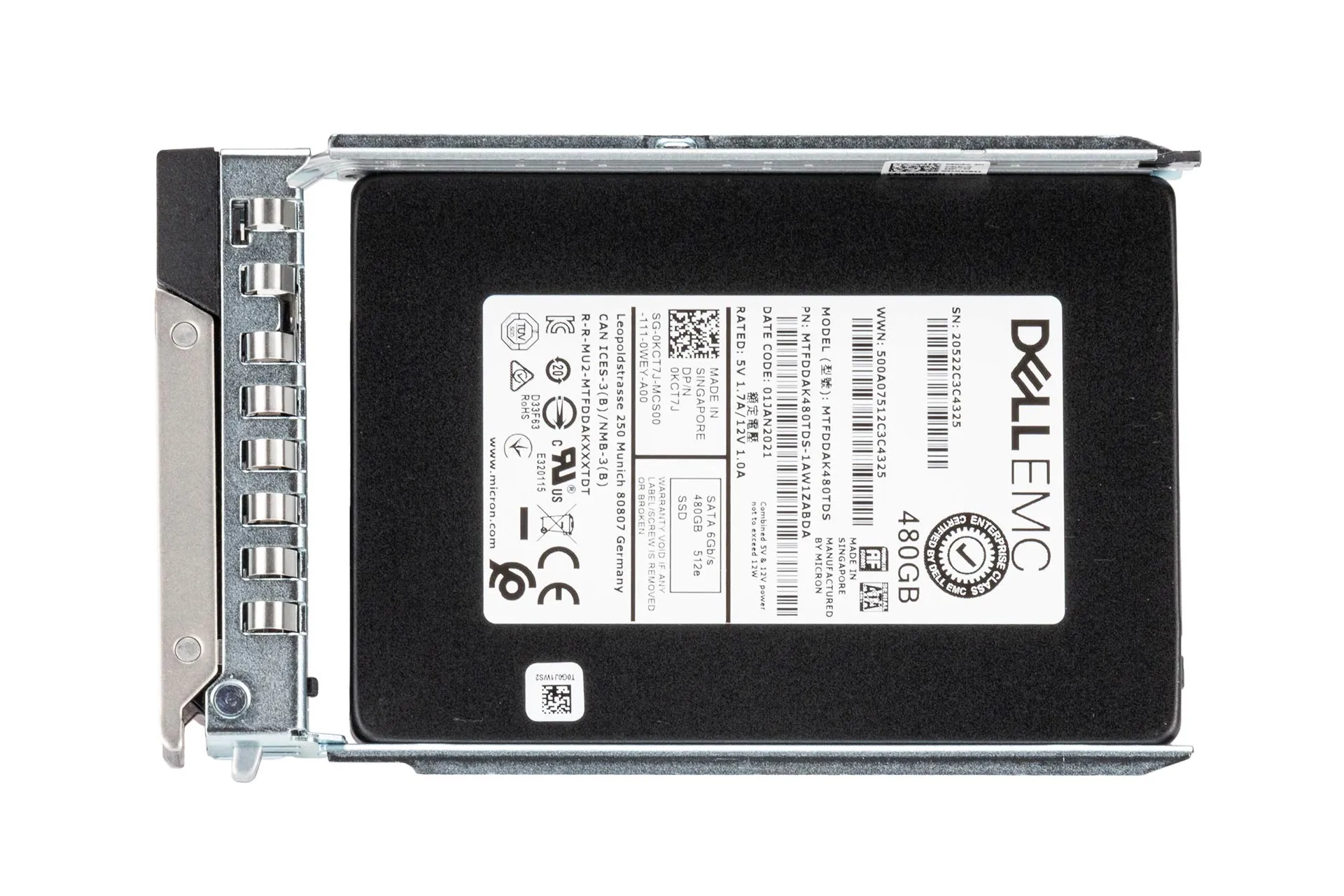 Dell 480GB 6G SATA SSD, 2.5 Zoll SFF Festplatte für Server