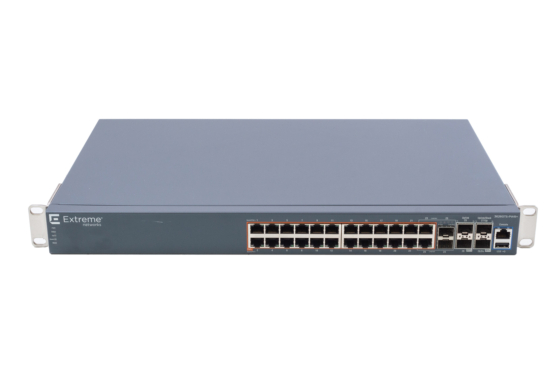 EXTREME NETWORKS Switch Ethernet Routing,  24x GbE RJ45 PoE (max 720W), 2x shared SFP, 2x 10GbE SFP+