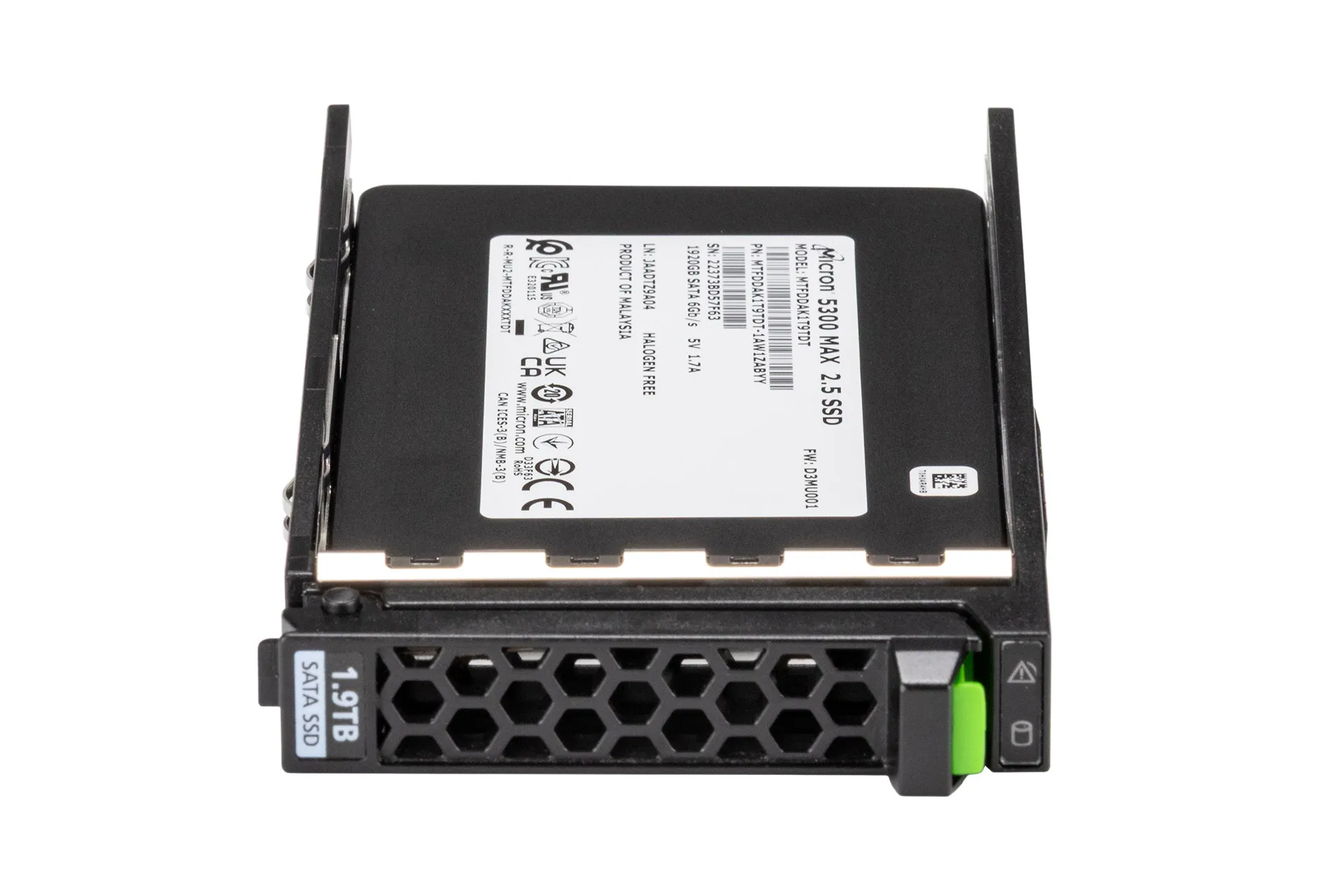 Fujitsu 1.9TB 6G SATA SSD, 2.5 Zoll SFF Festplatte für Server, MU, inkl. Rahmen A3C40179841 Fujitsu 1.9TB 6G SATA SSD, 2.5 Zoll SFF Festplatte für Server, MU, inkl. Rahmen A3C40179841