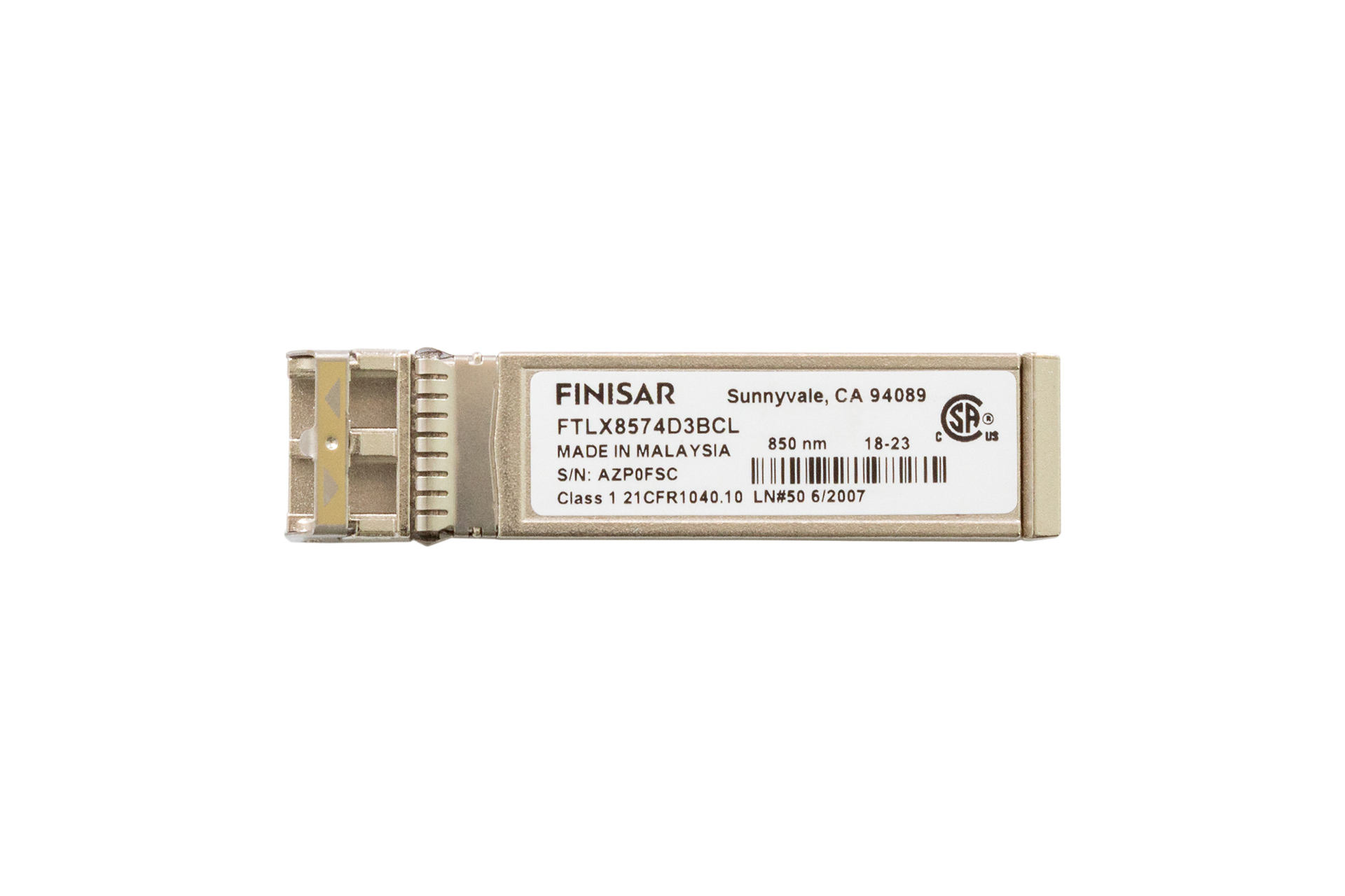 Finisar GBIC 10GbE SFP+, 850nm Finisar GBIC 10GbE SFP+, 850nm