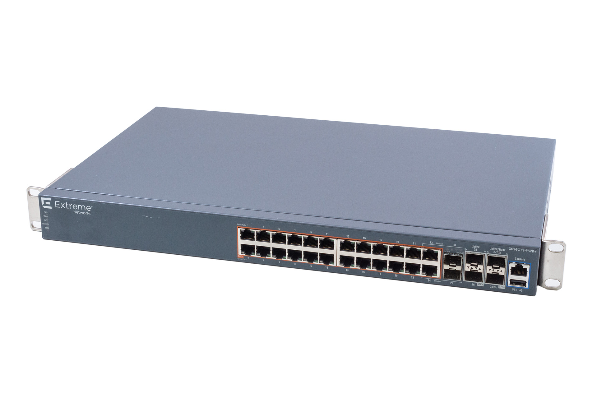 EXTREME NETWORKS Switch Ethernet Routing,  24x GbE RJ45 PoE (max 720W), 2x shared SFP, 2x 10GbE SFP+