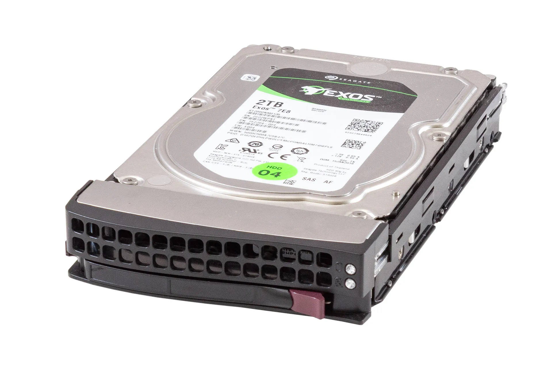SEAGATE HDD 2TB 6G SAS 7.2k 3.5" LFF Exos 7E8 Festplatte mit Supermicro Rahmen