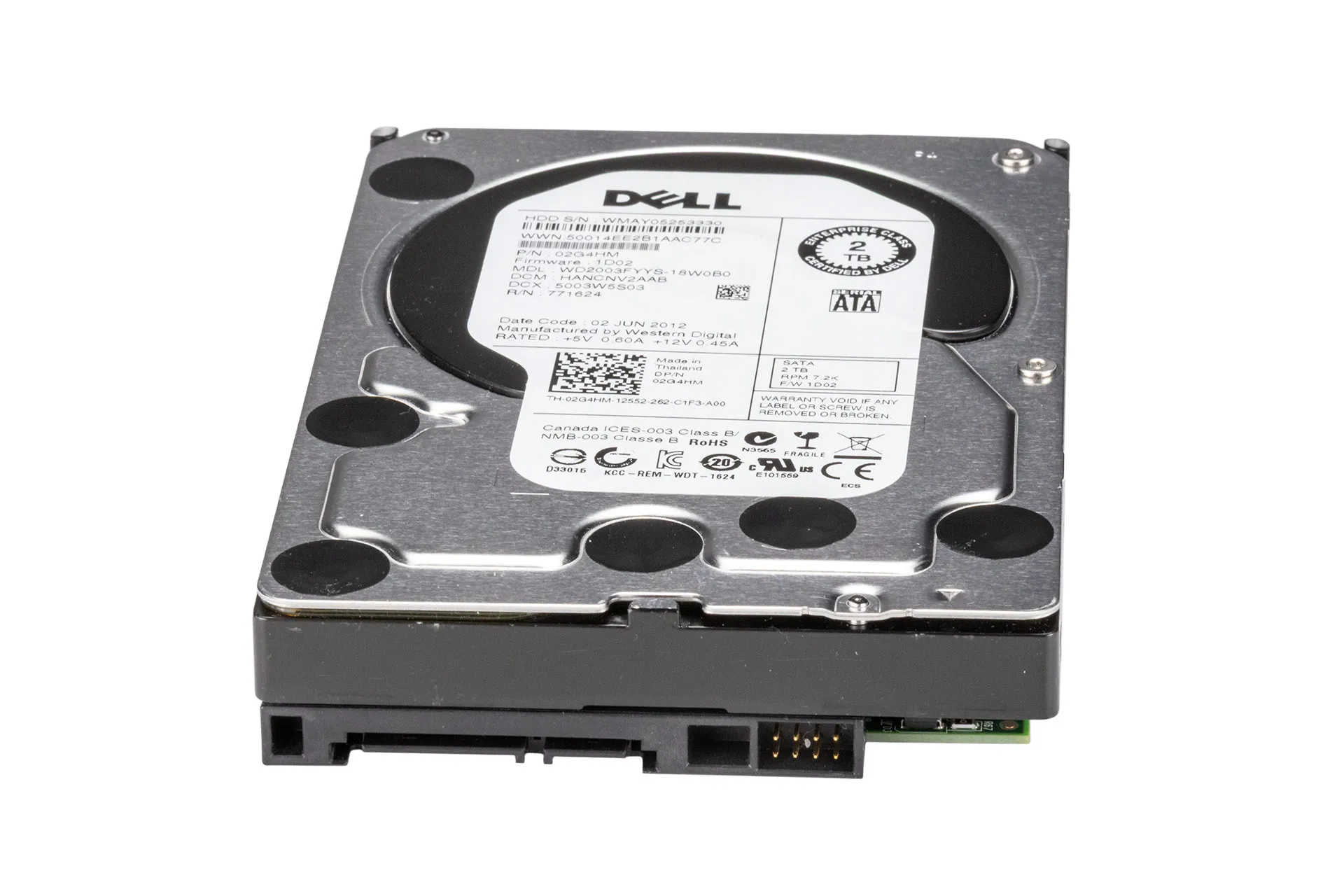 Dell 2TB 6G SATA HDD 7.2k, 3.5 Zoll LFF Festplatte für Server, WD2003FYYS