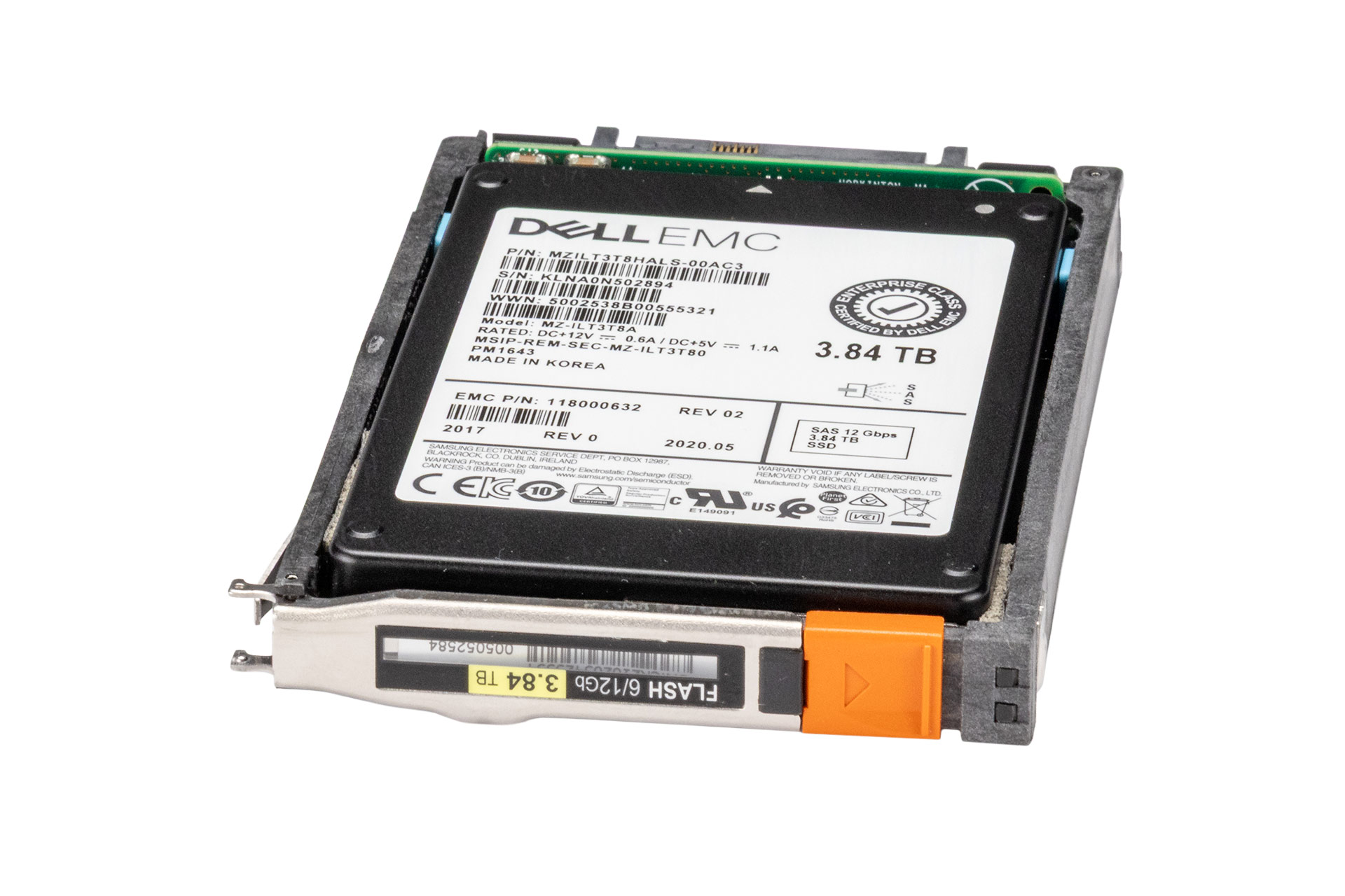 EMC 3.84TB 12G SAS SSD, 2.5 Zoll SFF Storage Festplatte für Unity, 520b