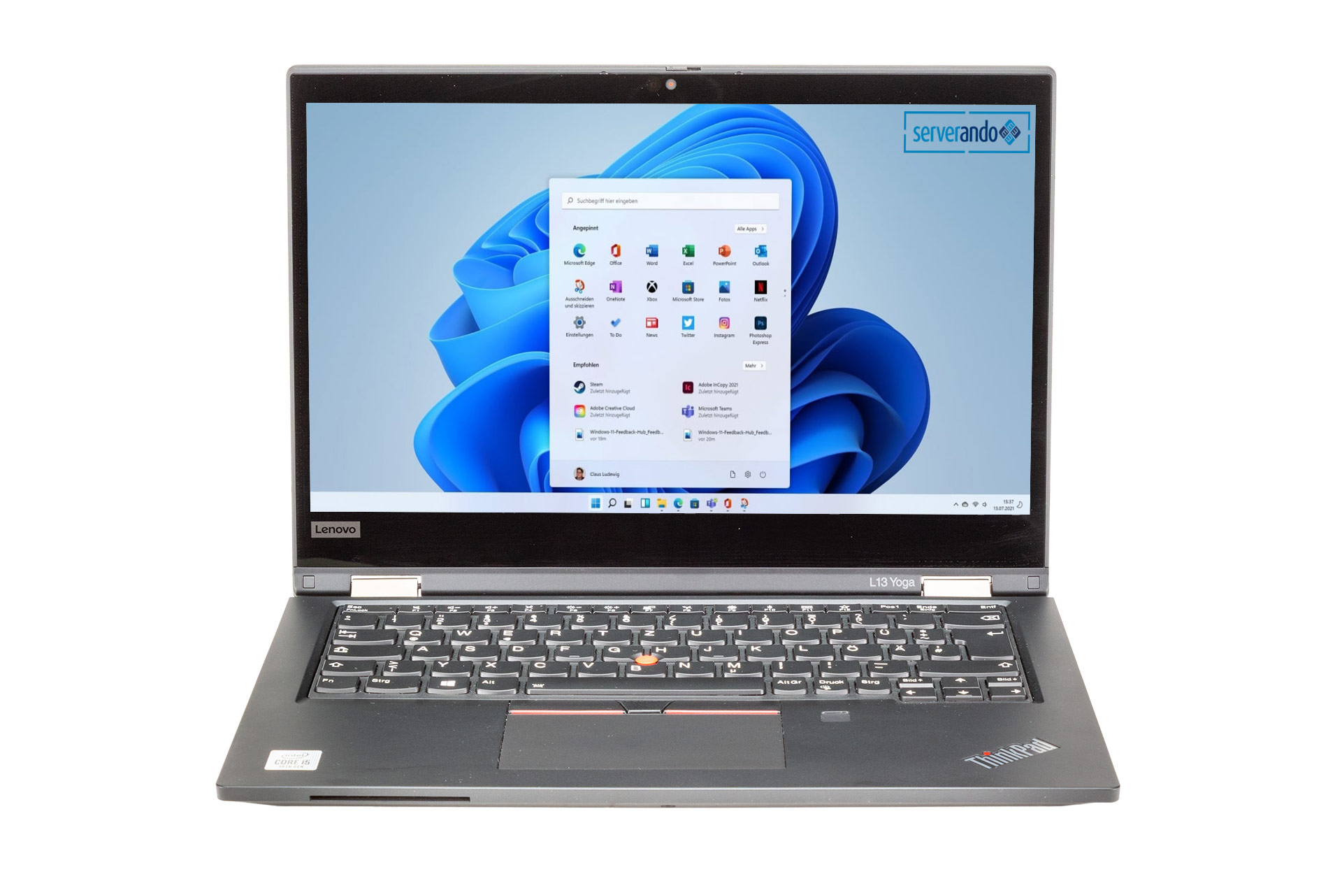 Lenovo ThinkPad L13 Yoga, i5-10210U 1.6GHz, 4-Core, 8GB PC4, 256GB NVMe, 13.3 Zoll, Win11Pro