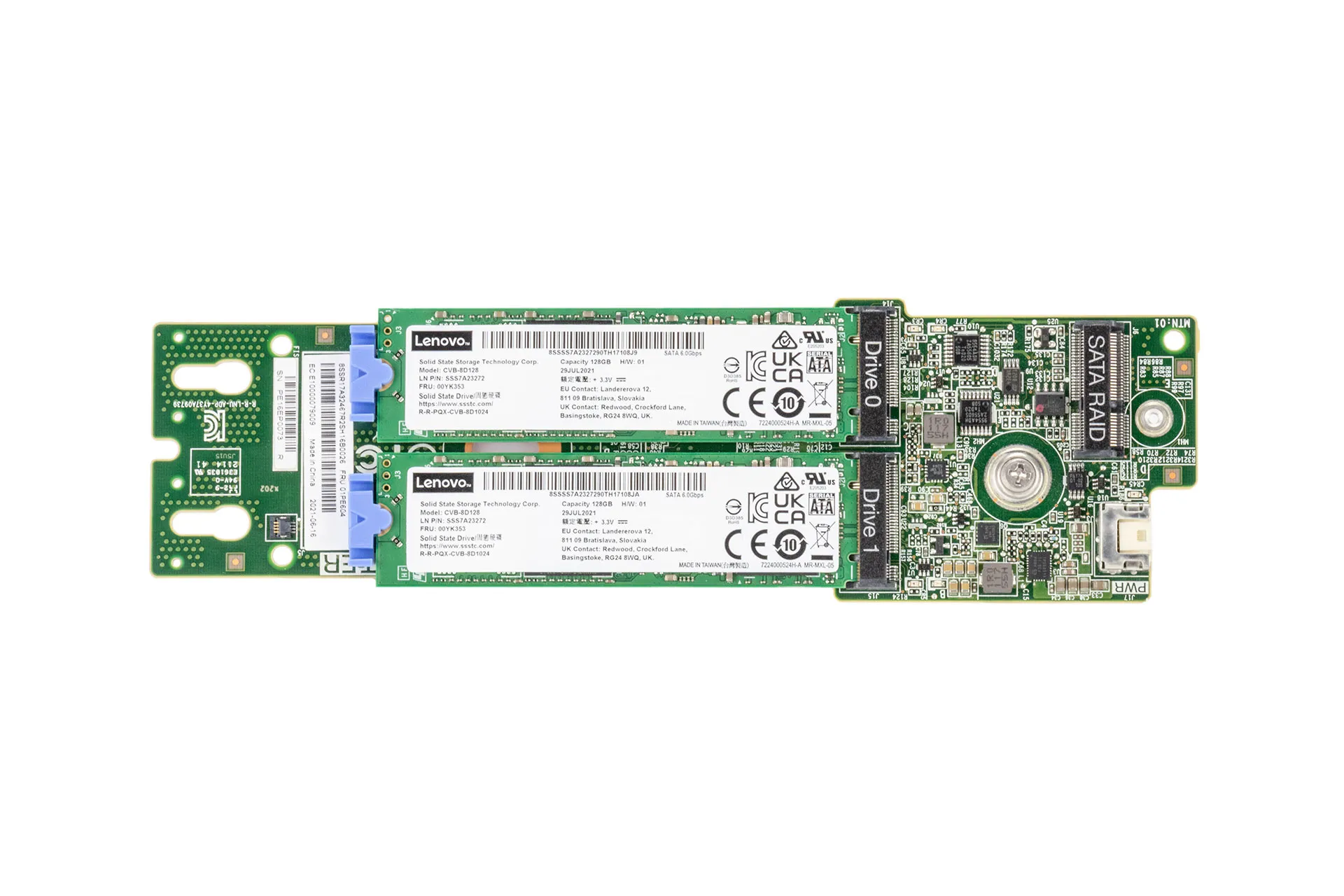 Lenovo ThinkSystem M.2 SATA 2-Bay RAID Enablement Kit, inkl. 2x Lenovo 128GB M.2 SSD SATA Lenovo ThinkSystem M.2 SATA 2-Bay RAID Enablement Kit, inkl. 2x Lenovo 128GB M.2 SSD SATA