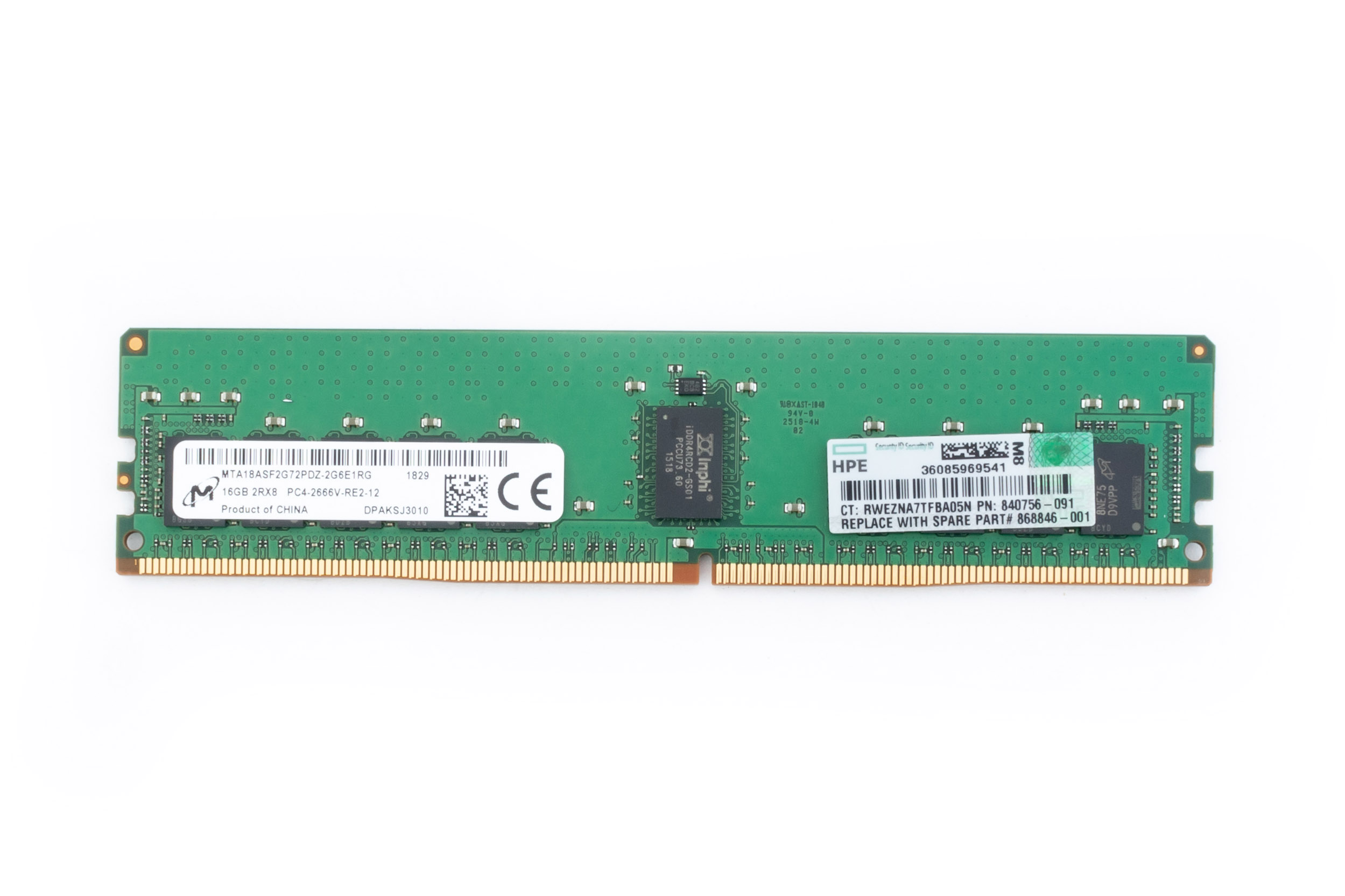 HPE RAM 16GB 2RX8 PC4-2666V-R Smart Memory Kit, 868846-001