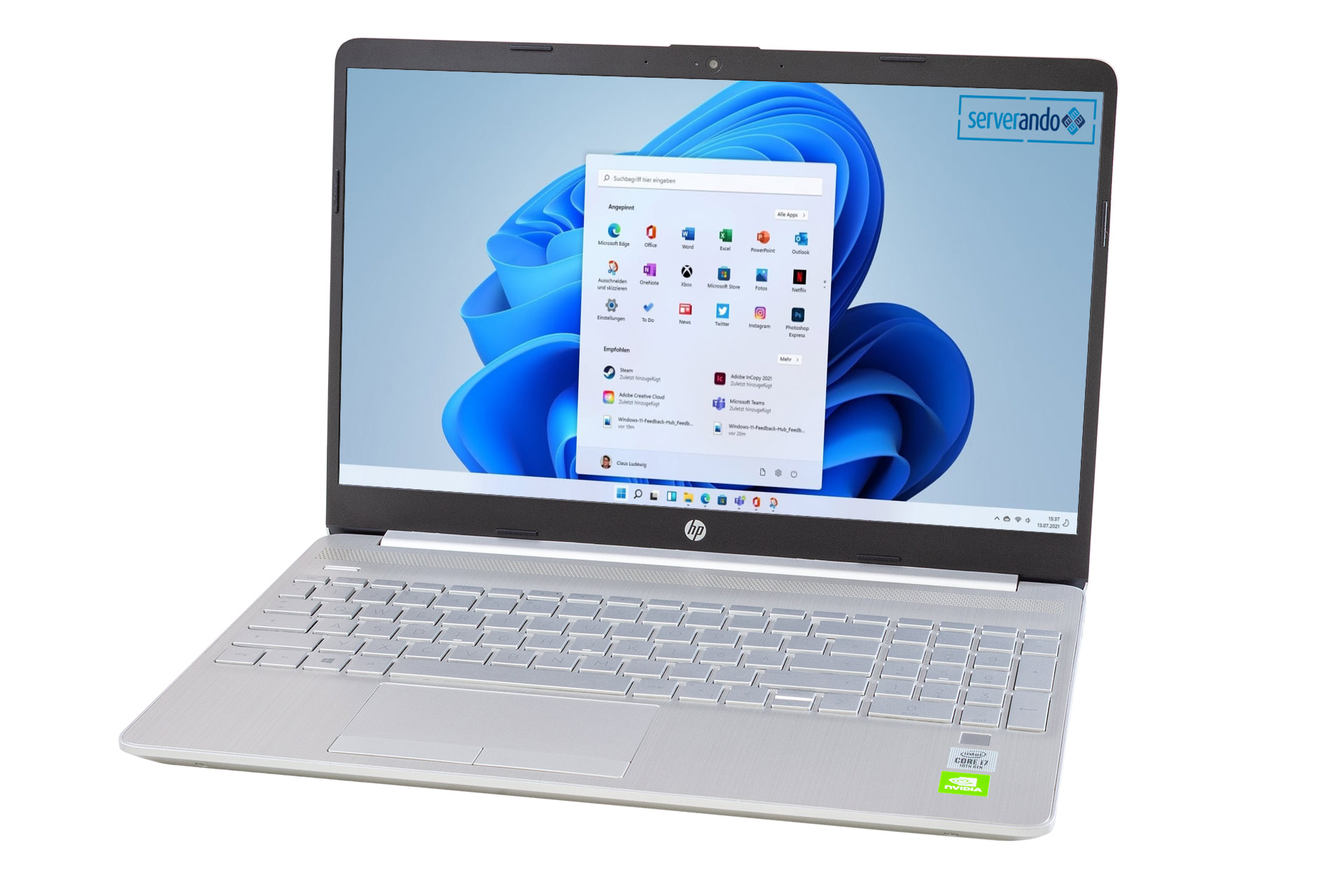 HP Notebook 15, i7-10510U 1.80GHz, 4-Core, 16GB PC4, 256GB NVMe SSD, 15.6 Zoll, Win11Pro