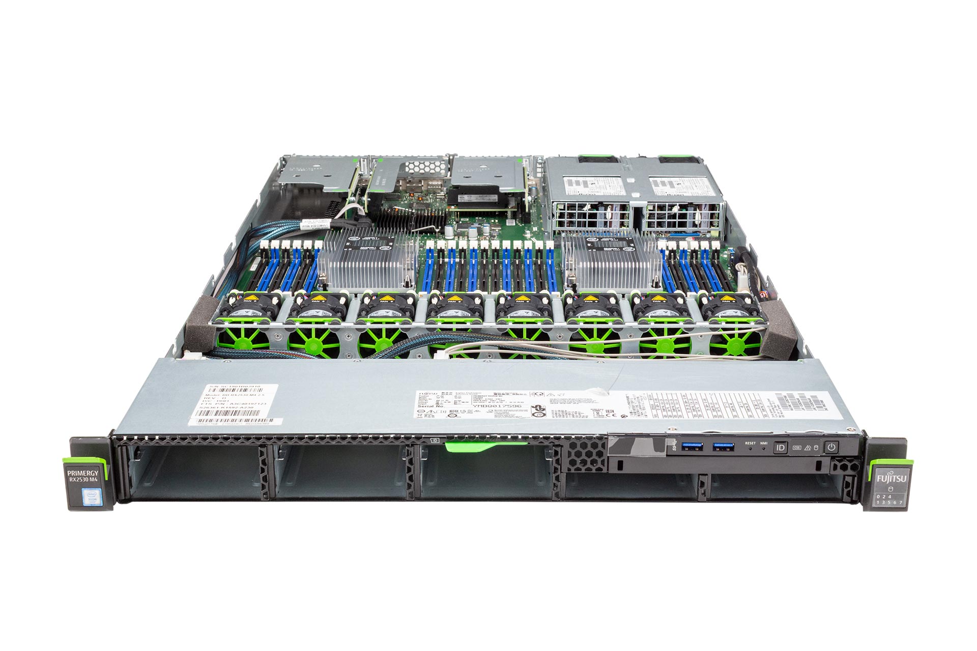 FUJITSU Primergy RX2530 M4 Rack Server, 2x Silver 4110 2.10GHz, 8-Core, noRAM, 8xSFF SATA, noRaid, 4P-GbE-i357