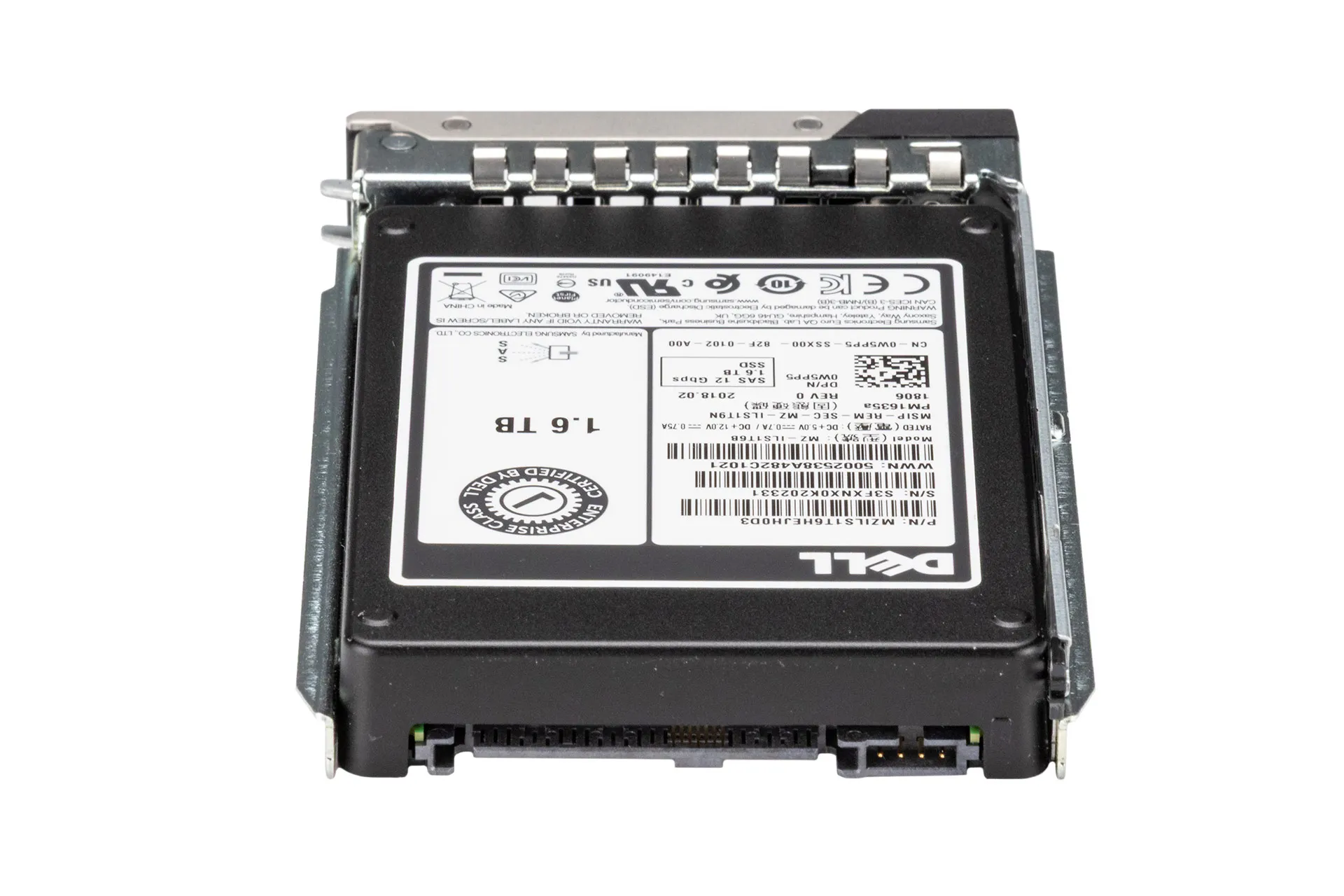 Dell 1.6TB 12G SAS SSD, 2.5 Zoll SFF Festplatte für Server, inkl. Rahmen 0DXD9H