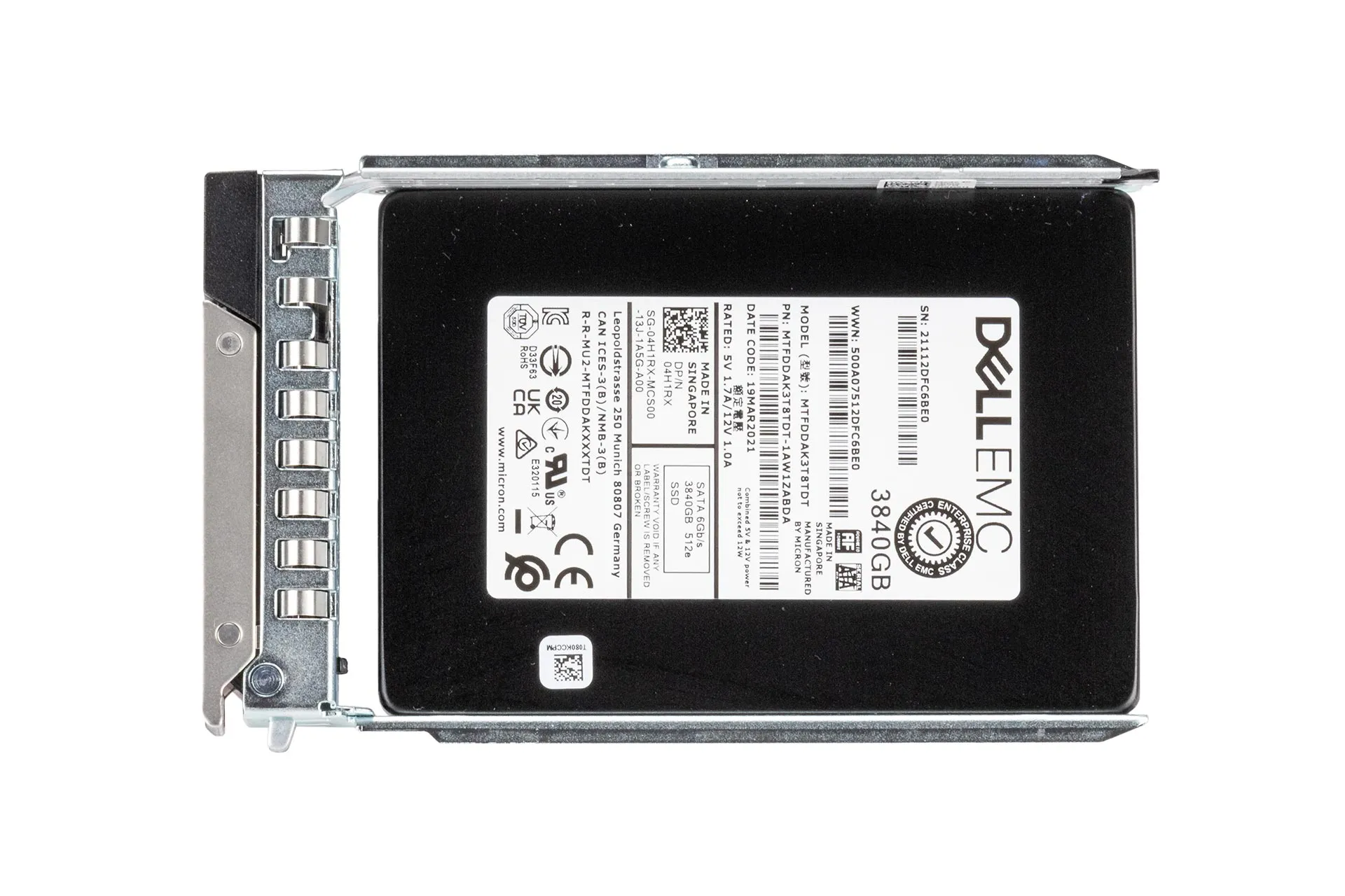 Dell 3.8TB 6G SATA SSD, 2.5 Zoll SFF Festplatte für Server, 512e, inkl. Rahmen 0DXD9H